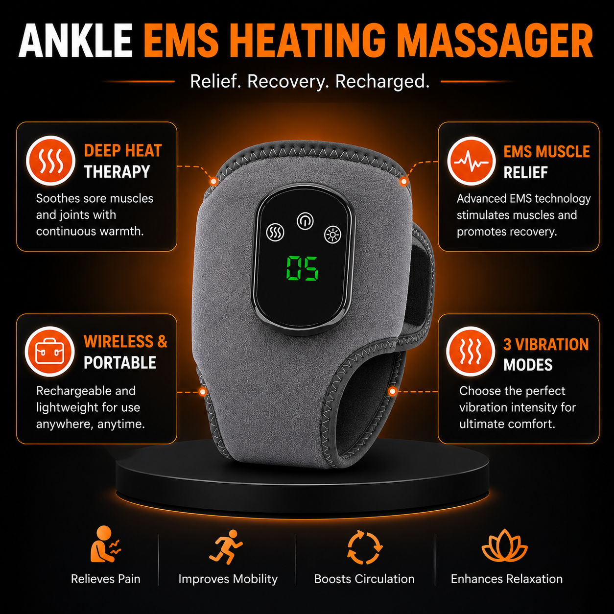 Relivoz Heated EMS Ankle Massager