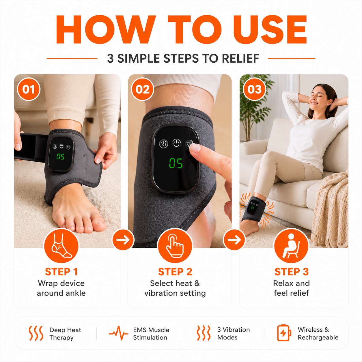 Relivoz Heated EMS Ankle Massager